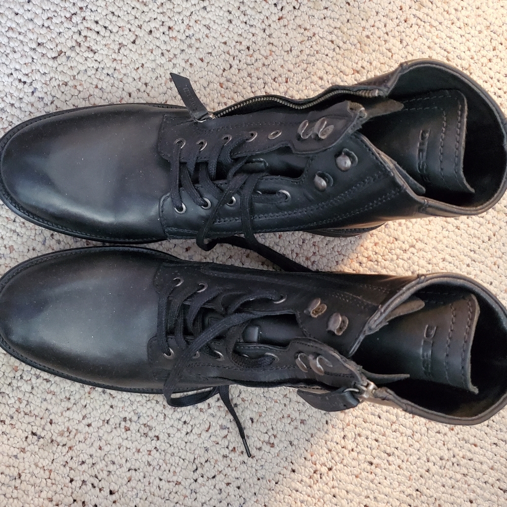 Diesel black leather boots